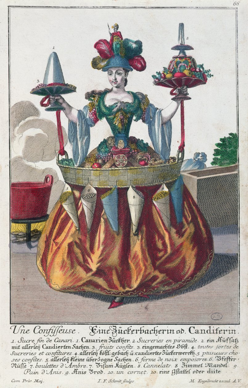 En konditor, ca. 1735 (fargegravering) av Martin Engelbrecht