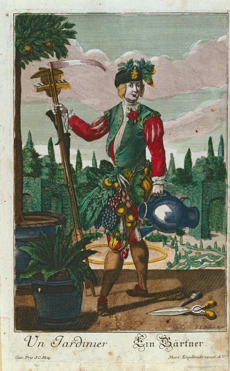 En gartner, allegorisk fremstilling, ca. 1735 av Martin Engelbrecht