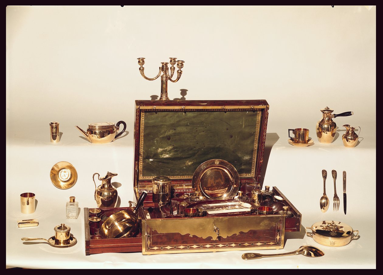 Necessaire tilhørende Napoleon I (1769-1821) (tre med gullinnlegg) av Martin Guillaume Biennais