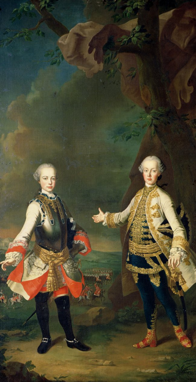 Joseph og Leopold, sønner av Francis I og Maria Theresa av Østerrike, senere Joseph II og Leopold II av Martin II Mytens or Meytens