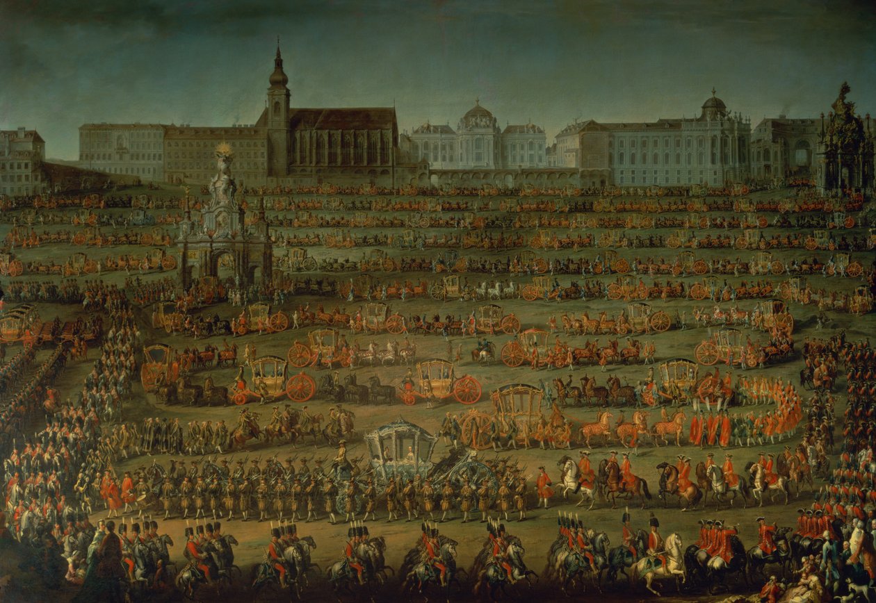 Ankomsten til Isabella av Parma i anledning bryllupet hennes med Joseph II, 1760 av Martin II Mytens or Meytens