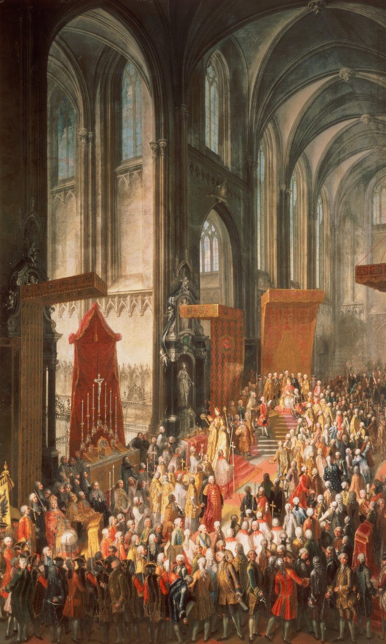 The Investiture Joseph II (1741-90) etter hans kroning som keiser av Tyskland i Frankfurt katedral, 1764 av Martin II Mytens or Meytens