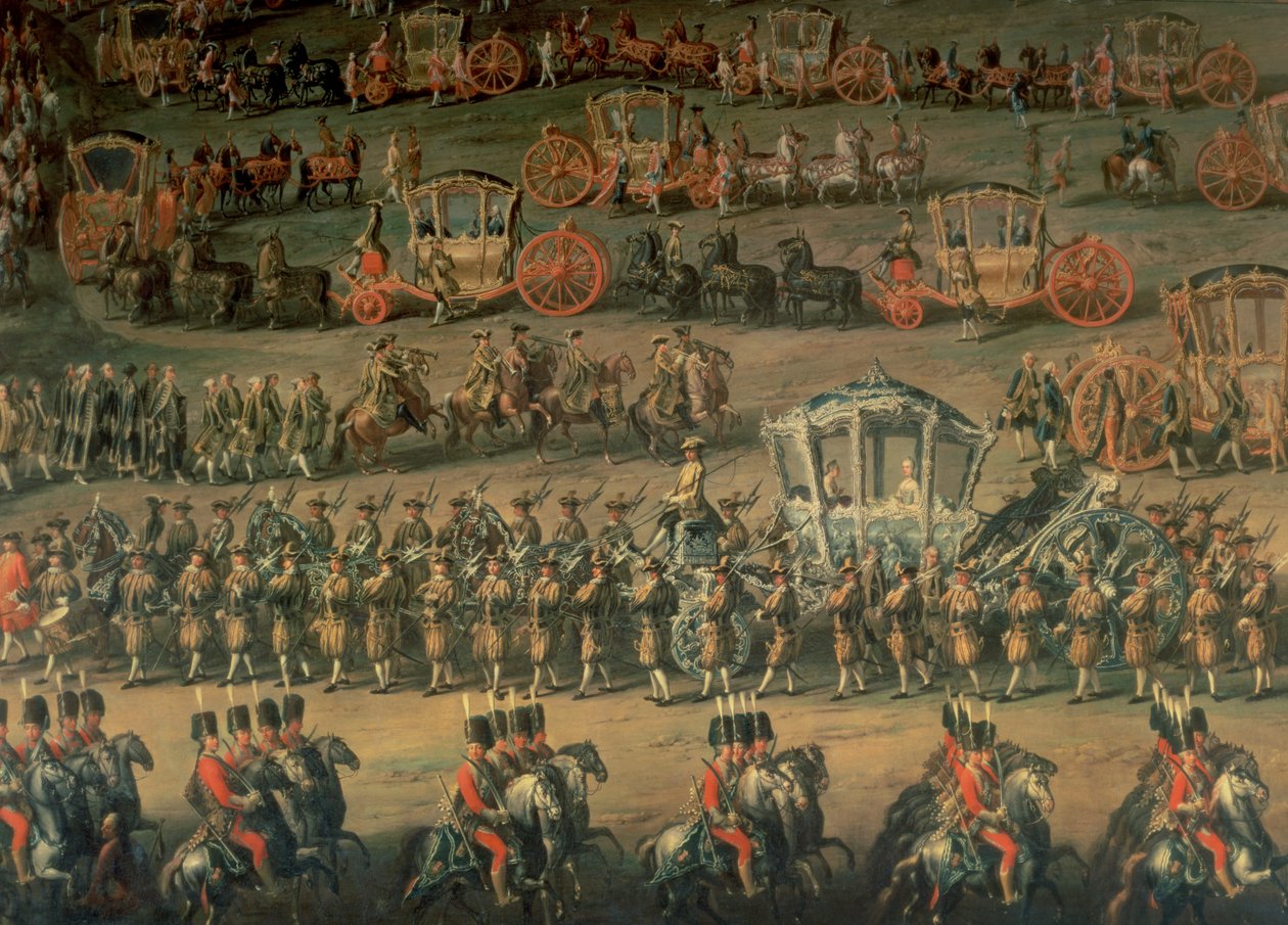 Ankomsten av Isabella av Parma i anledning bryllupet hennes med Joseph II (senere keiser av Tyskland), 1760 av Martin II Mytens or Meytens