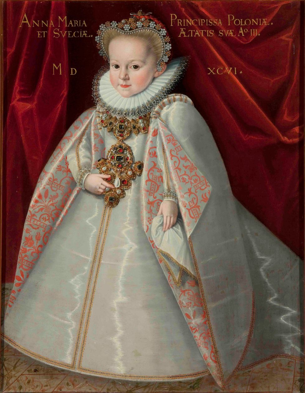 Portrett av Anna Maria Vasa (1593–1600), datter av kong Sigismund III av Polen. av Martin Kober