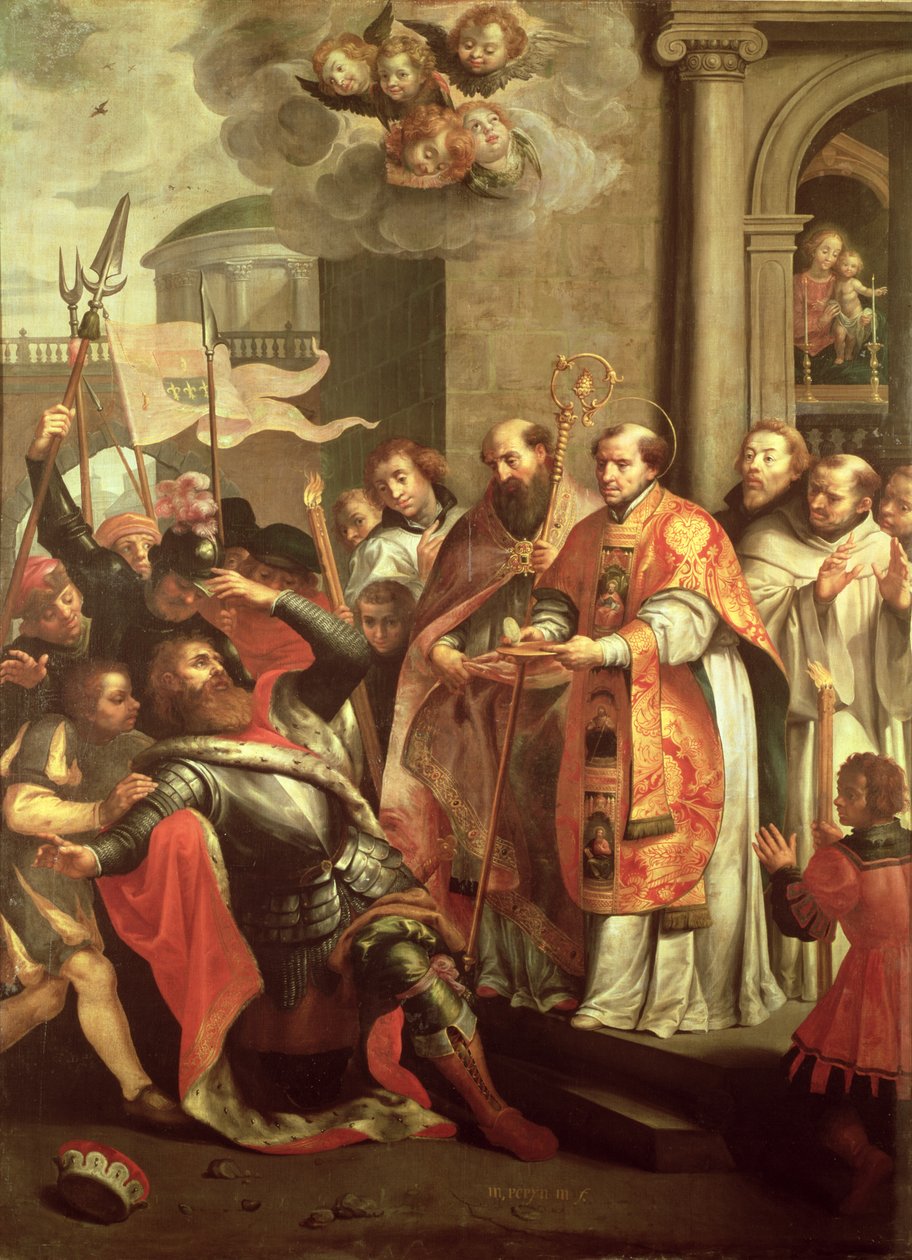 St. Bernard av Clairvaux (1090-1153) og William X (1099-1137) hertug av Aquitaine av Martin Pepyn or Pepin