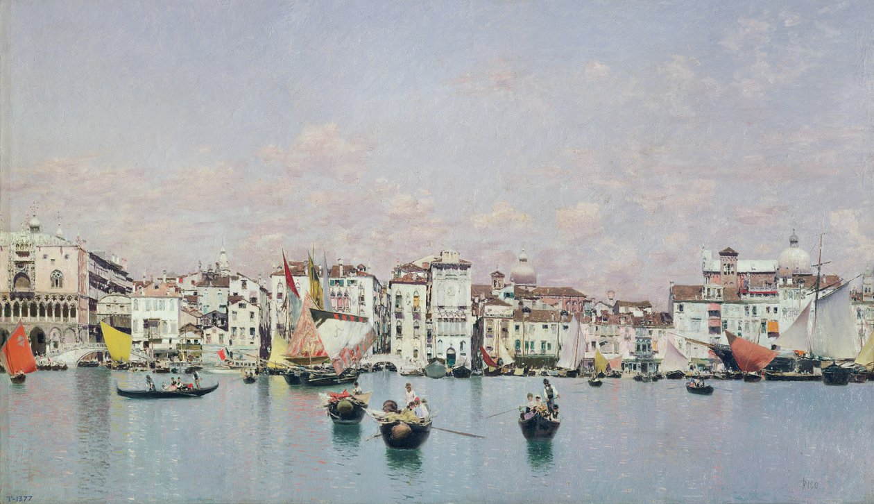 Dogepalasset og Riva degli Schiavoni, Venezia av Martín Rico y Ortega