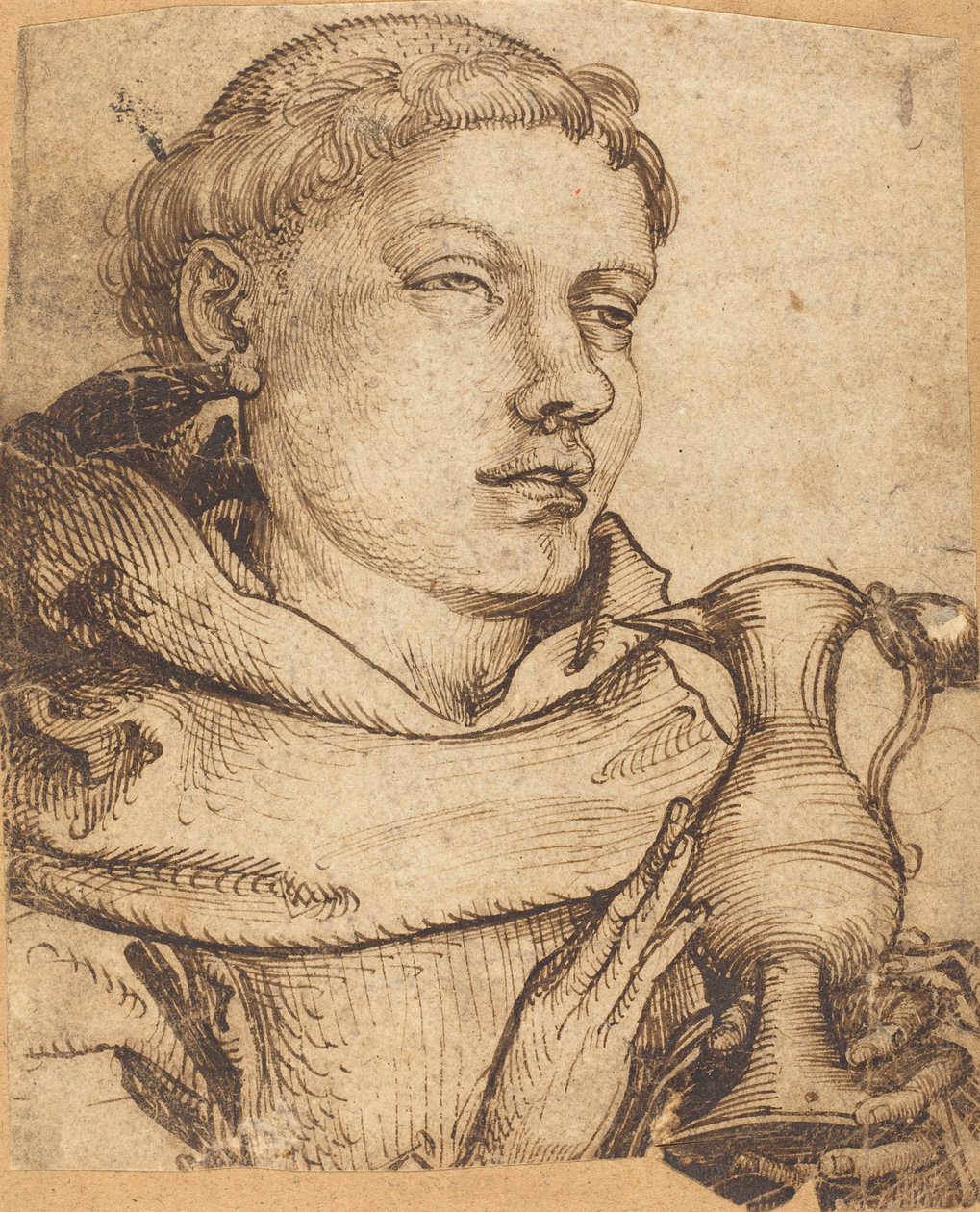 Byste av en munk som hjelper til med nattverd av Martin Schongauer