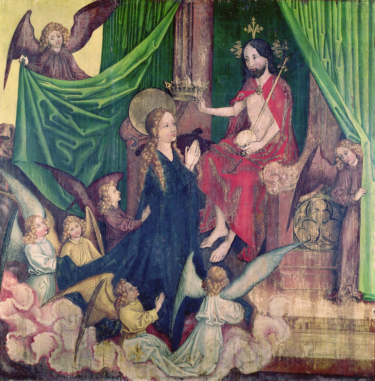 Jomfruens kroning, fra dominikanernes altertavle, ca. 1470-80 av Martin Schongauer