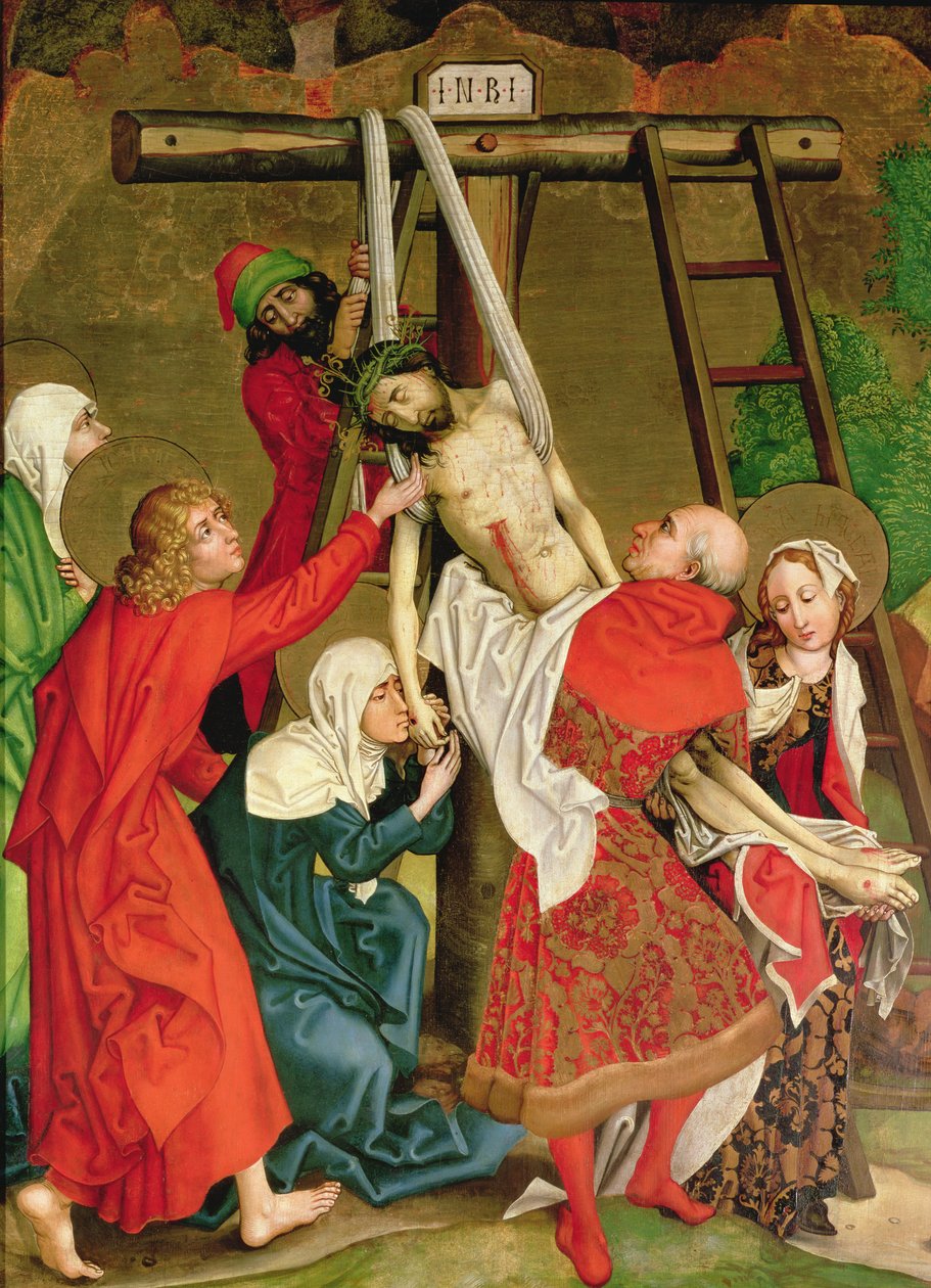 Deponeringen, fra dominikanernes altertavle, ca. 1470-80 av Martin Schongauer