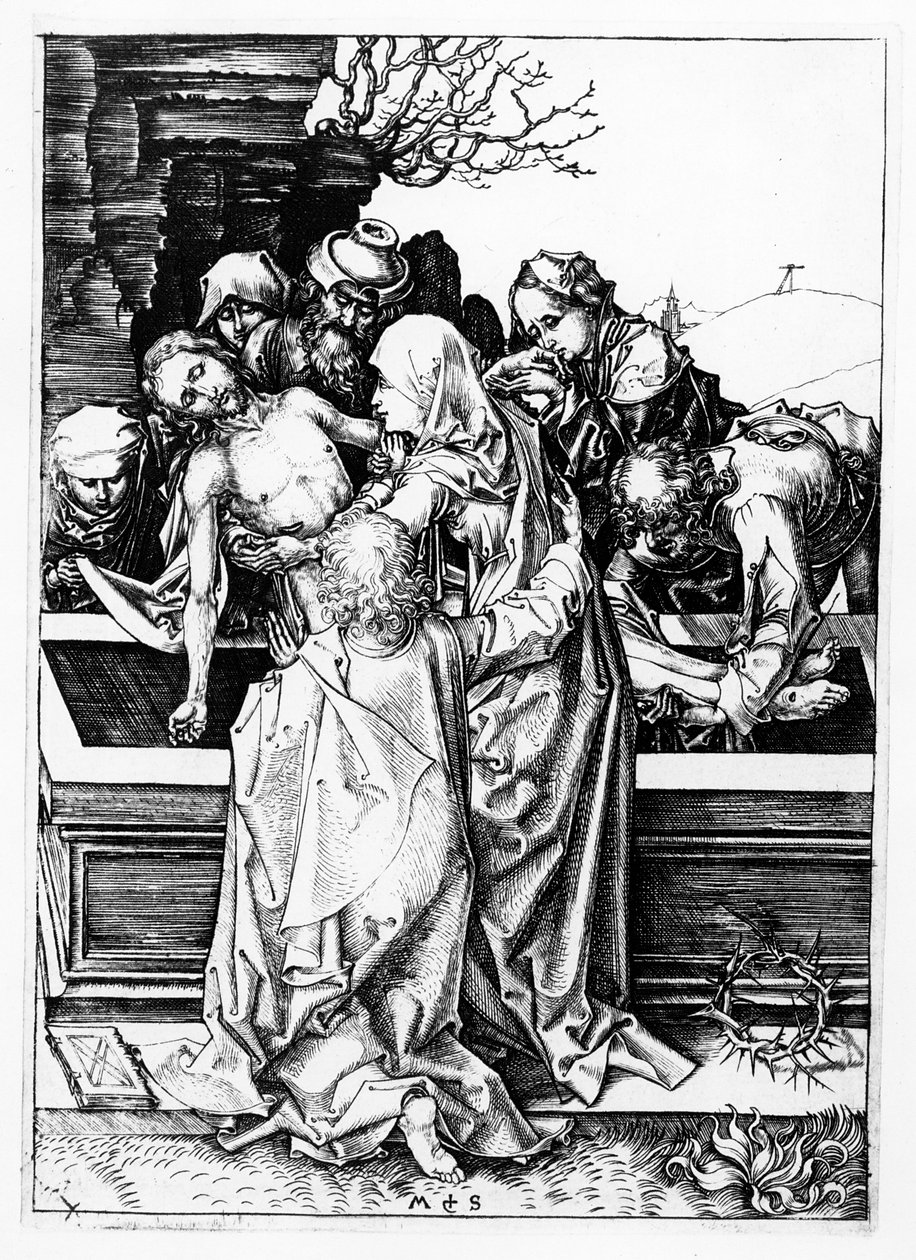 Gravleggingen, ca. 1475 av Martin Schongauer