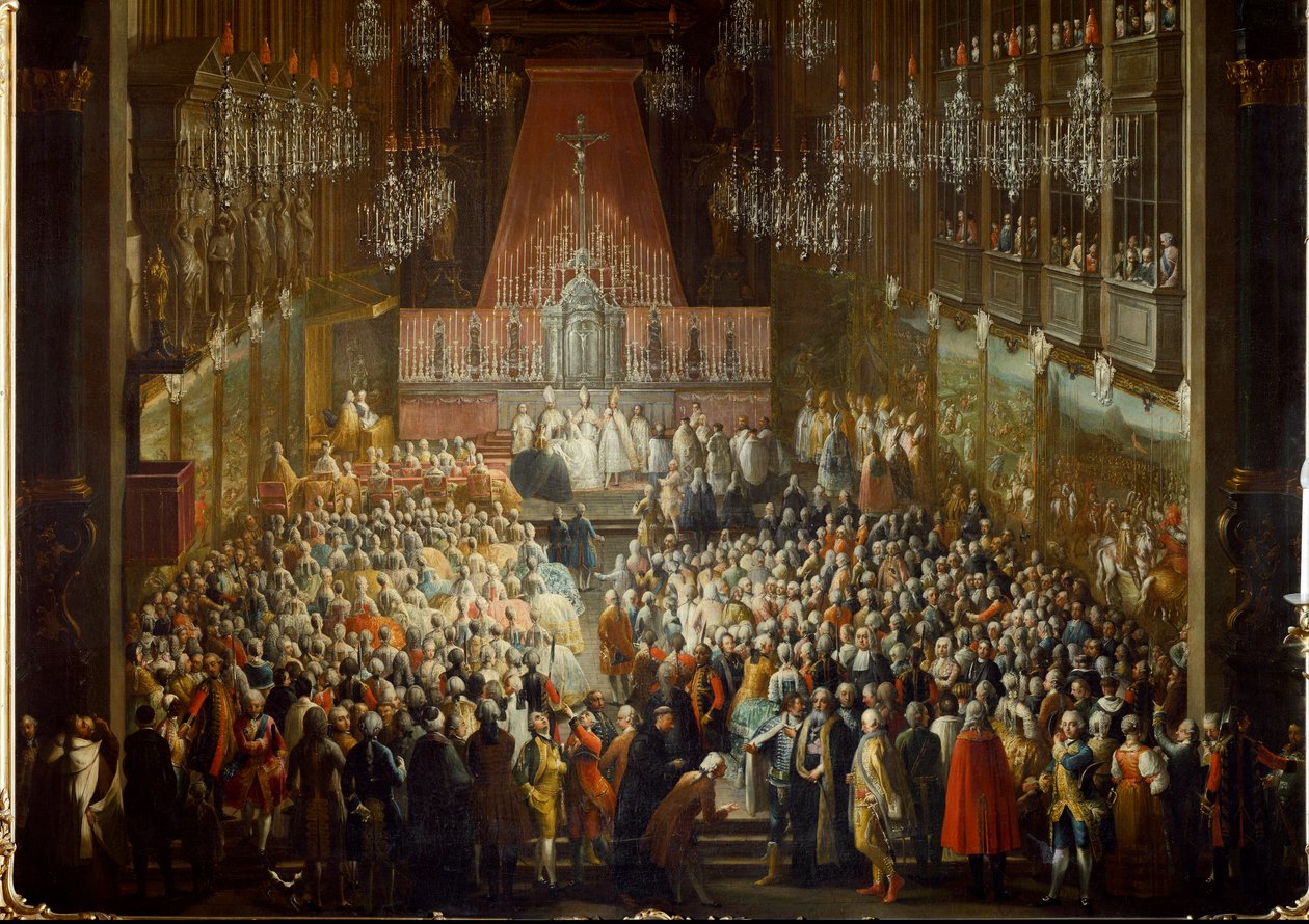 Bryllupsseremoni til prinsesse Isabella av Parma med keiser Joseph II, 06.10.1760. Detalj (maleri) av Martin (and studio) Mytens or Meytens