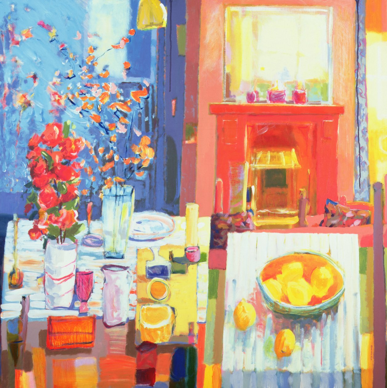 Two Tables, 2001 (akryl på lerret) av Martin Decent