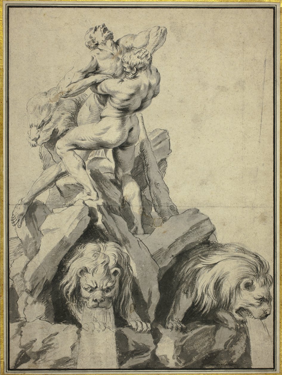 Hercules og Antaeus design for en fontene av Martin Desjardins