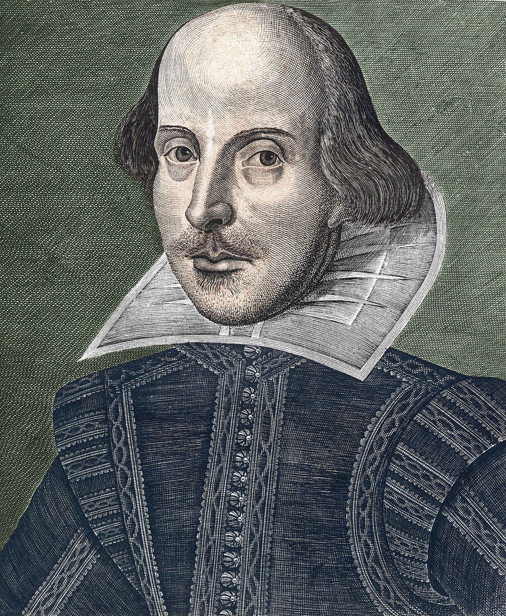 Portrett av William Shakespeare (1564 - 1616). av Martin Droeshout