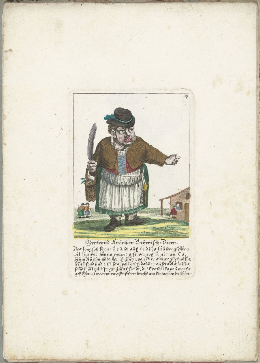 Dwergen Gertraud Knörtzlin, ca. 1710 Gertraud Knörtzlin, Baijerische Diern (tittel på objekt) Il Callotto resurcitato eller nyinnredet lite skap (serietittel) av Martin Engelbrecht (attributed to)