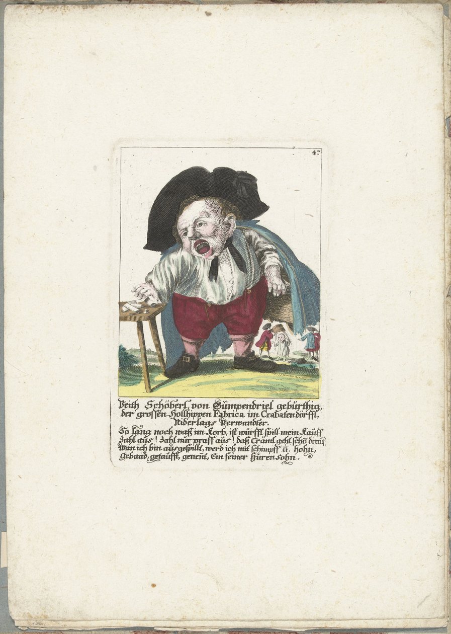 Dwergen Veith Schöberl von Gümpendriel, ca. 1710 Veith Schöberl von Gümpendriel født, den store Hollhippen Fabrica i Crabatendörffl, Niderlags slektning (tittel på objekt) Il Callotto resurcitato eller nyinnredet lite skap (serie ti av Martin Engelbrecht (attributed to)