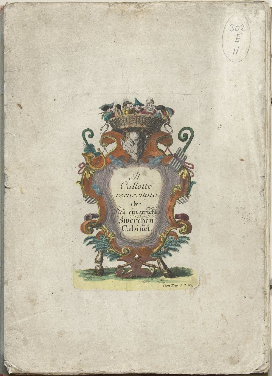 Titteltrykk for serien: Il Callotto resurcitato eller Nyinnredet mellomstore skap, ca. 1710 Il Callotto resurcitato eller nyinnredet lite skap (serietittel) av Martin Engelbrecht (attributed to)