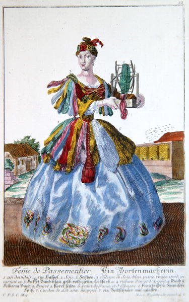 The Wife of a Soft Furnisher, ca. 1735 (fargegravering) av Martin Engelbrecht