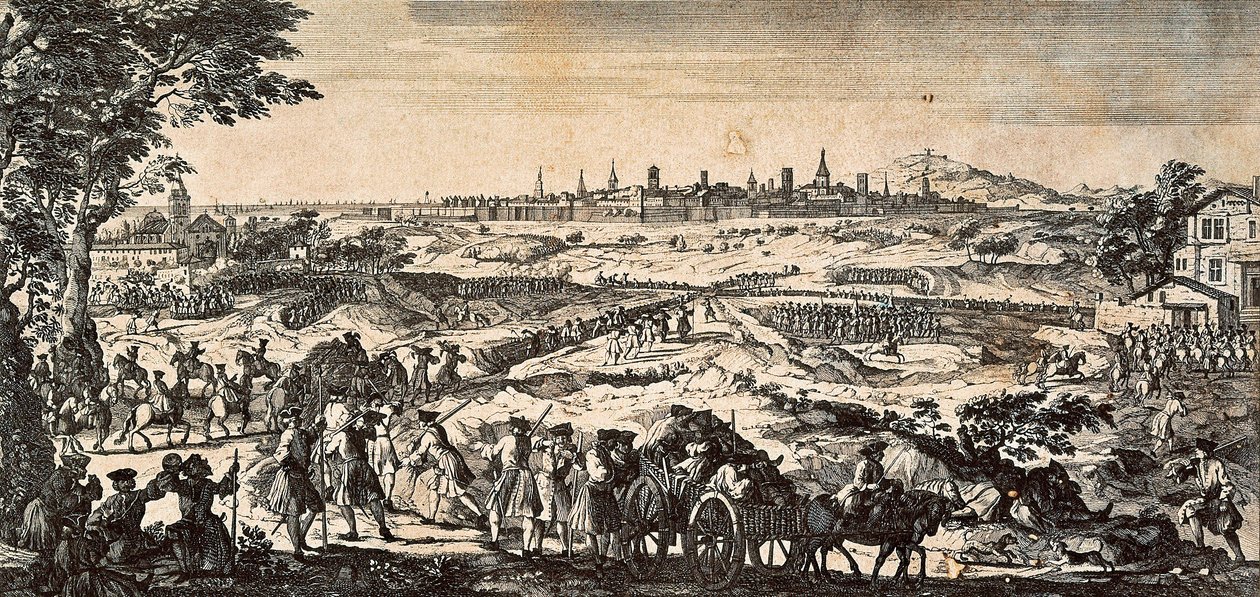 Spanias arvefølgekrig (1701-1714) mellom Frankrike og Spania, hovedkvarteret til Barcelona av Martin Engelbrecht