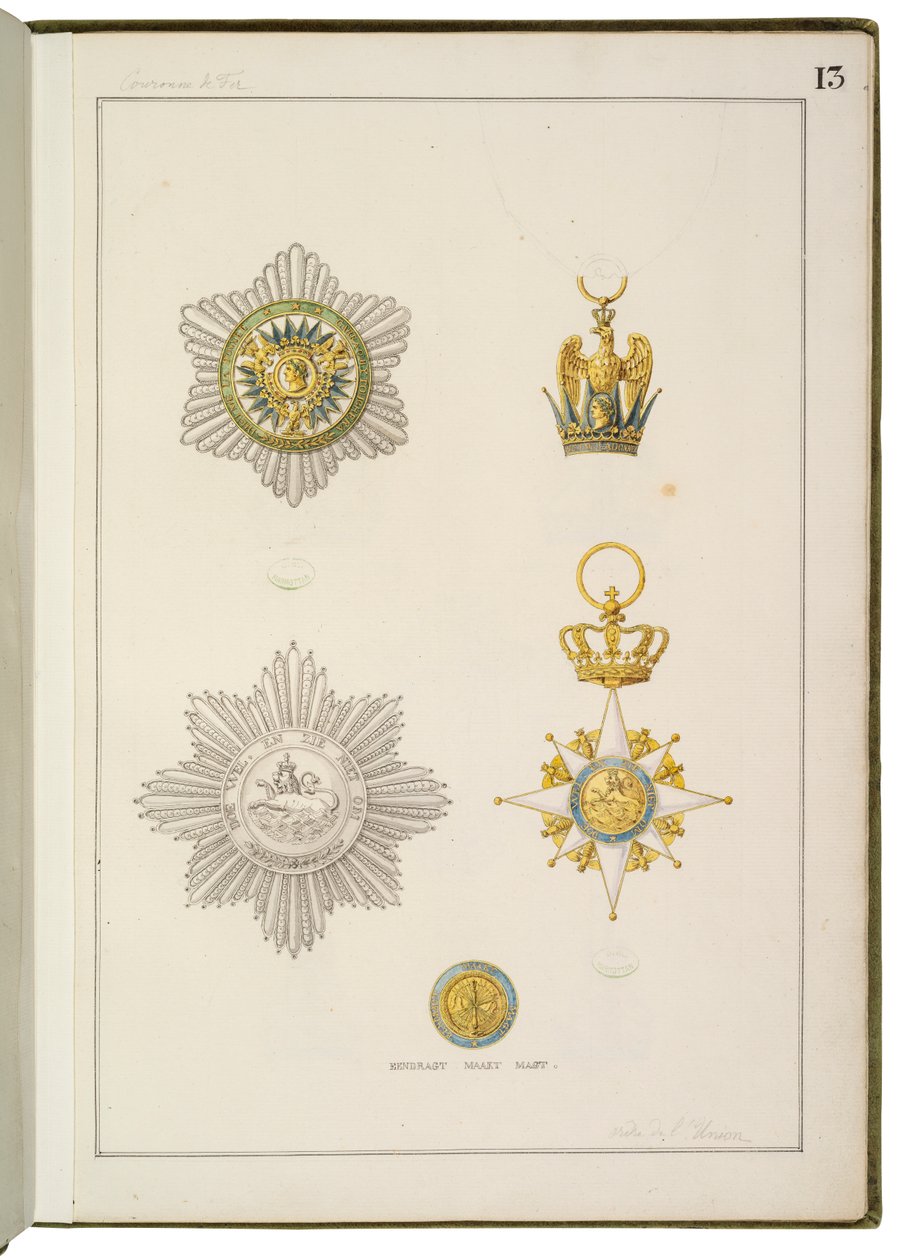 Side fra samling av franske og utenlandske ordrer av Martin Guillaume Biennais