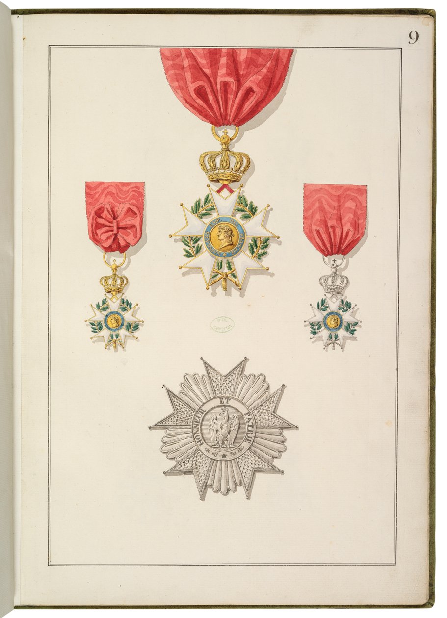 Side fra samling av franske og utenlandske ordrer av Martin Guillaume Biennais