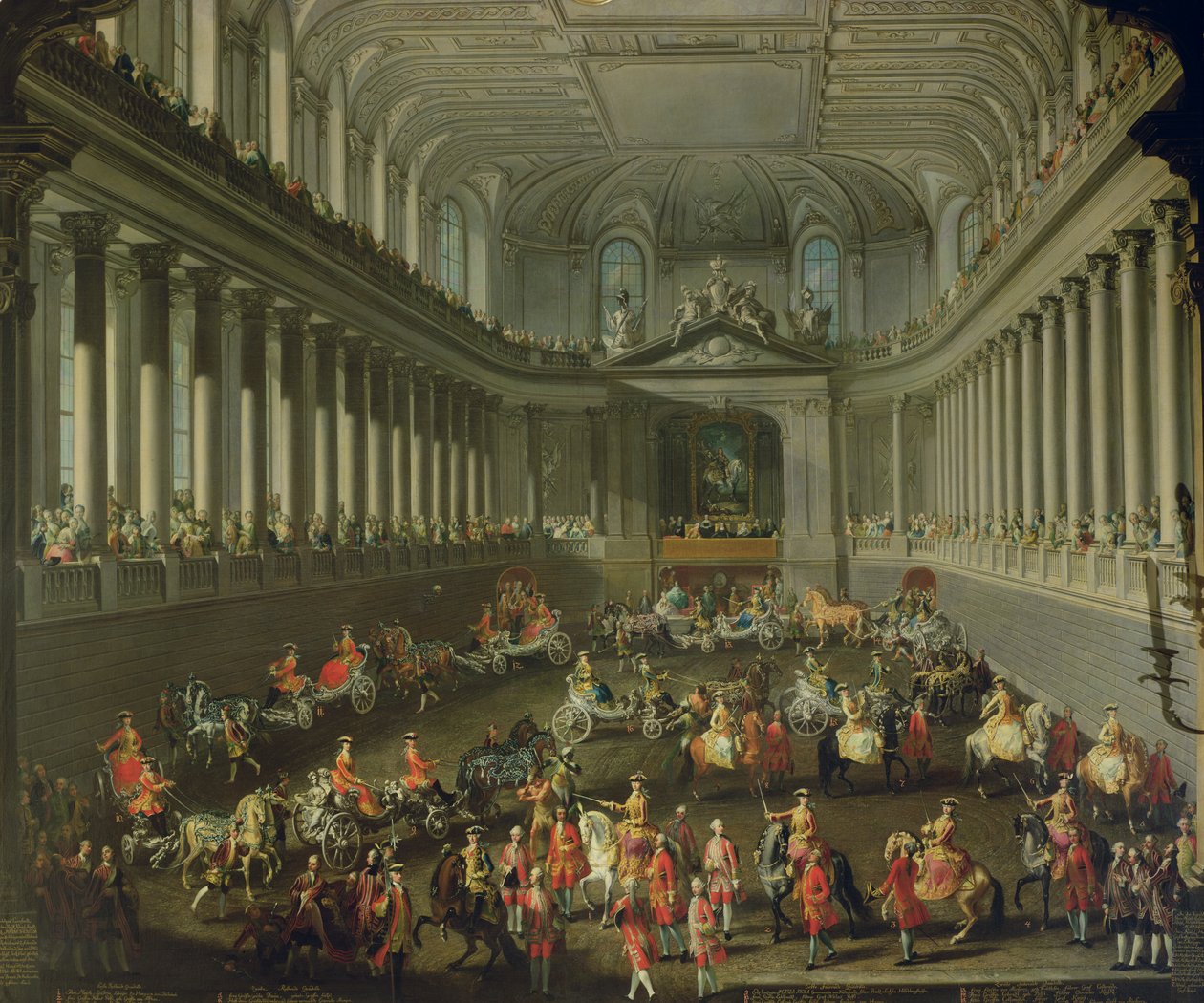 En kavalkade i vinterrideskolen i Wien Hof for å feire nederlaget til den franske hæren i Praha, 1743 (for detaljer se 66596 og 66708) av Martin II Mytens or Meytens