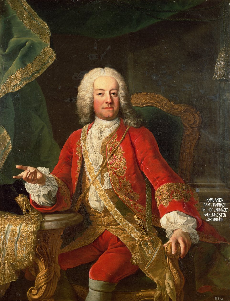 Grev Carl Anton von Harrach, mesterfalkener og lordløytnant av Østerrike av Martin II Mytens or Meytens
