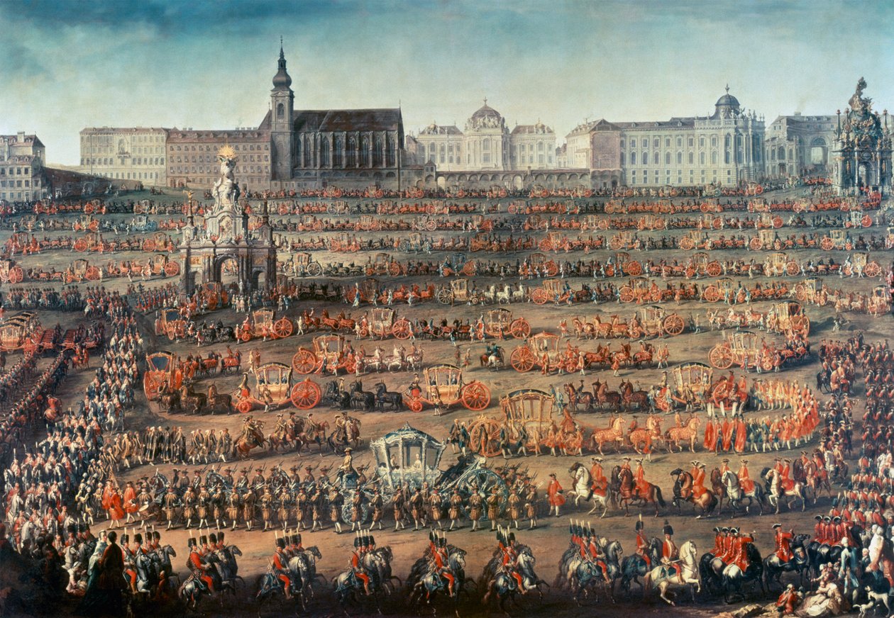 Isabella av Parmas seremonielle inngang til Wien for å bli bruden til keiser Joseph II (senere Joseph II) av Martin II Mytens or Meytens
