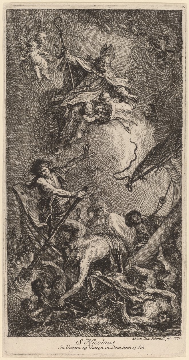 Saint Nicholas redder sjømenn av Martin Johann Schmidt