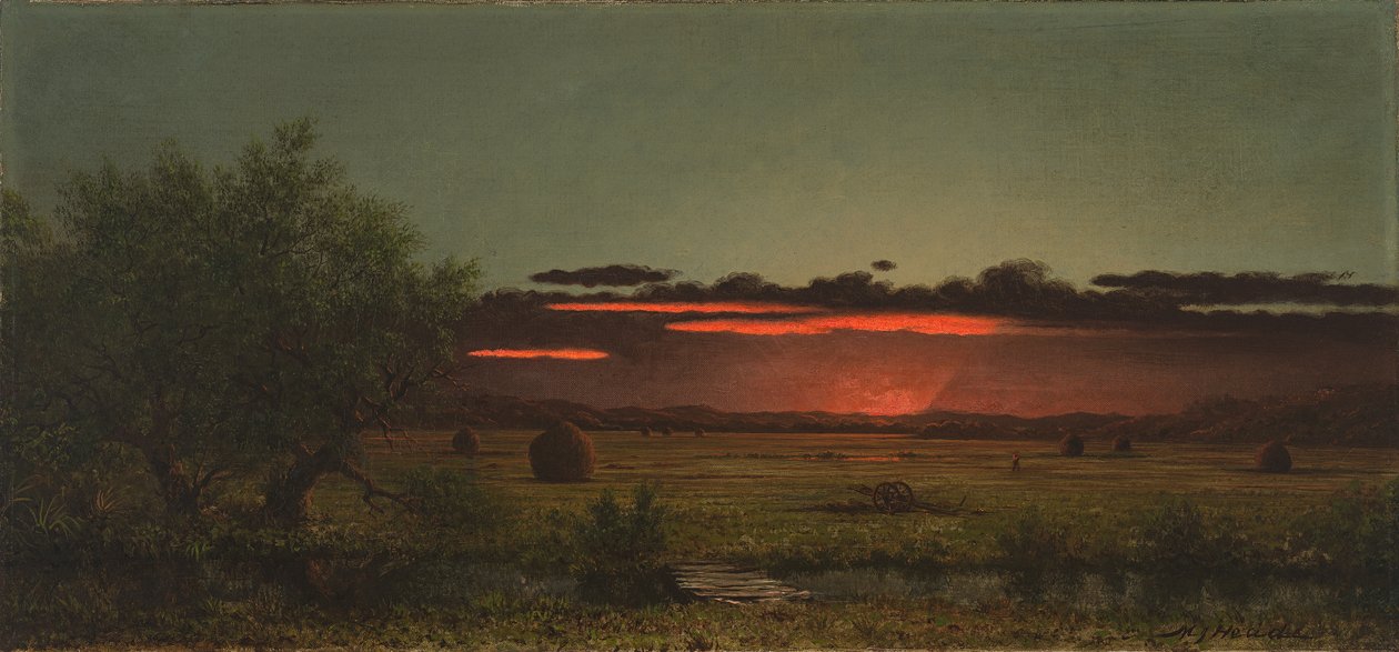 Enger i New Jersey ved solnedgang av Martin Johnson Heade