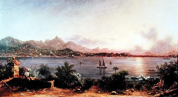 Havnen i Rio de Janeiro (olje på lerret) av Martin Johnson Heade