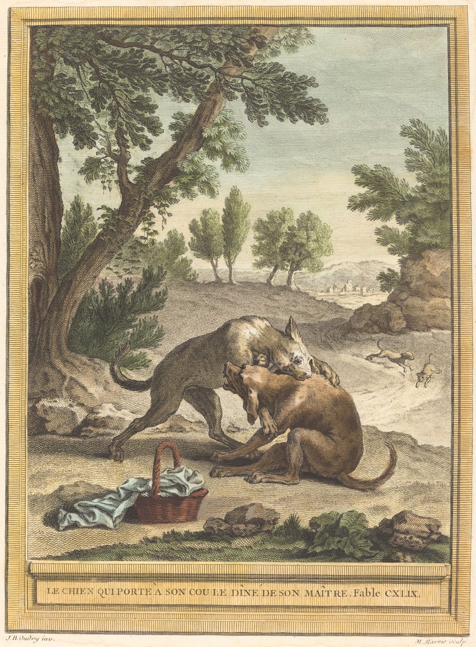 Hunden som bærer herrens nattverd rundt halsen av Martin Marvie after Jean Baptiste Oudry