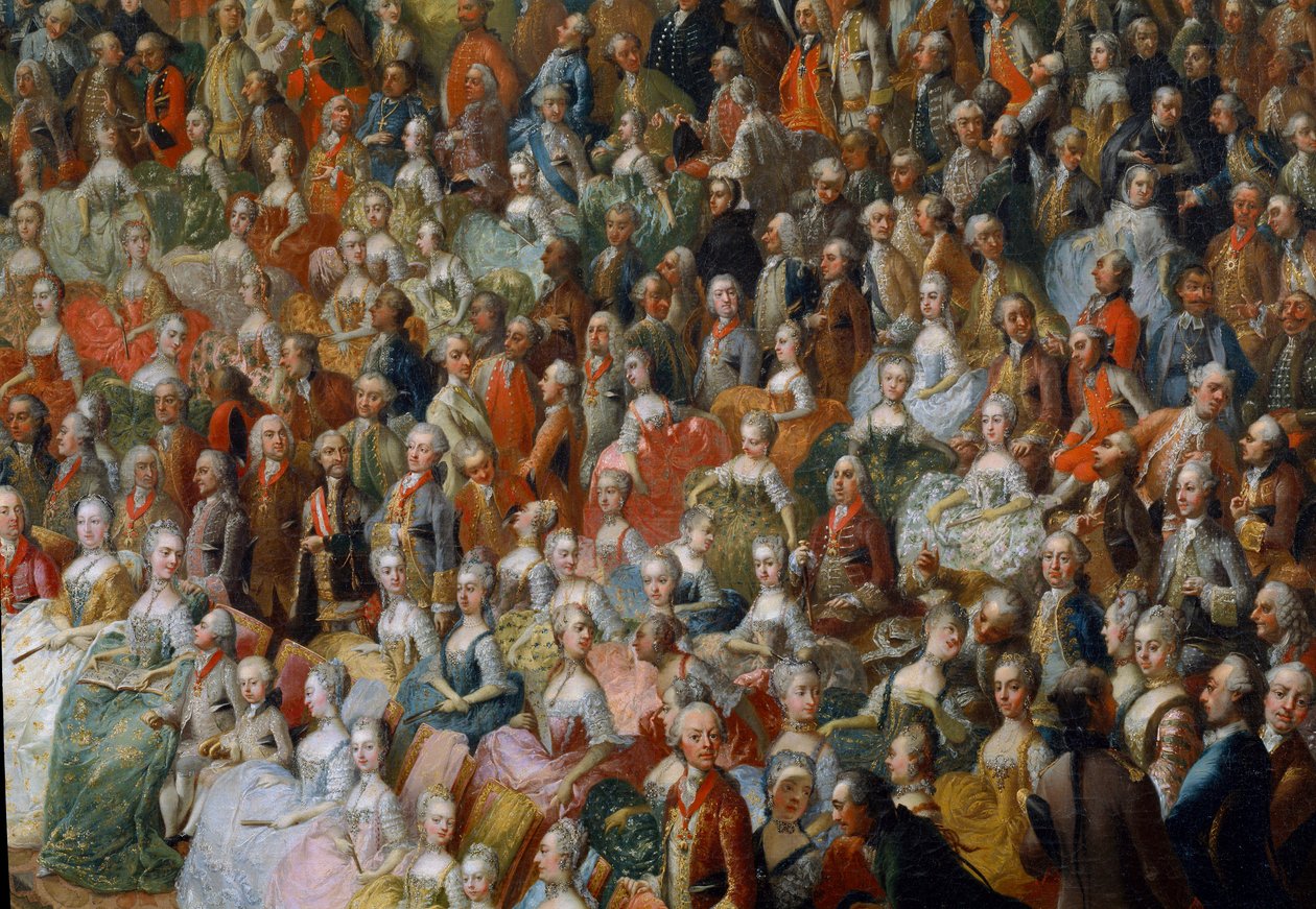 Fest gitt til ære for Maria Teresa, keiserinne av Østerrike, den fremtidige keiseren Joseph II og hans kone, Isabella av Parma, 10.10.1760. Detalj av Martin Meytens the Younger