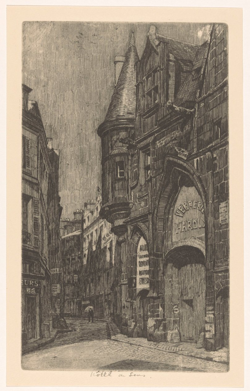 Gateutsikt med Hôtel de Sens i Paris av Martin Monnickendam