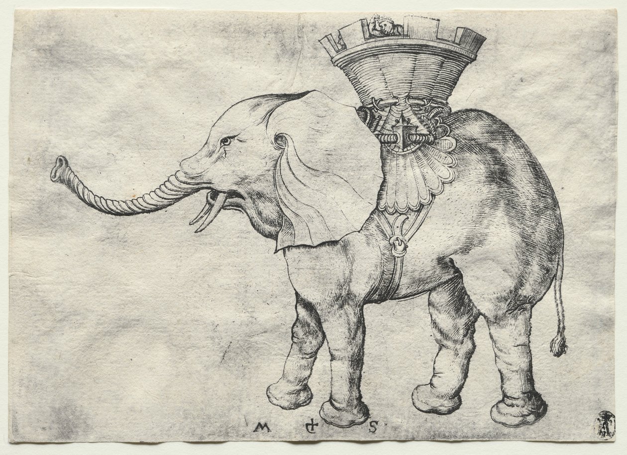 En elefant med Howdah, ca. 1485. av Martin Schongauer