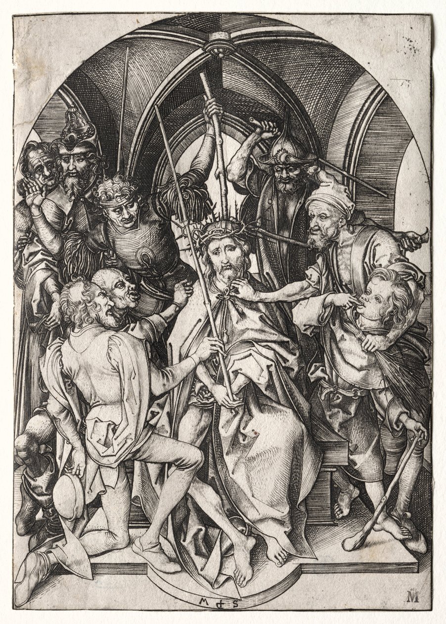 Kristus kronet med torner. av Martin Schongauer