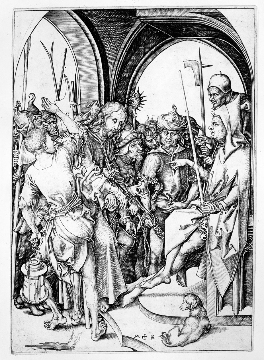 Kristus før Annas (gravering) av Martin Schongauer
