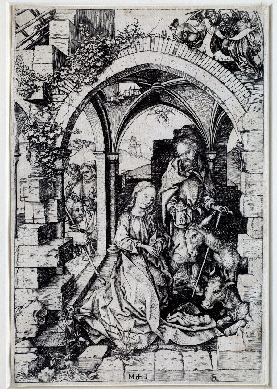 Nativite-tegning av Martin Schongauer (1450-1491) Paris fra 1400-tallet. av Martin Schongauer