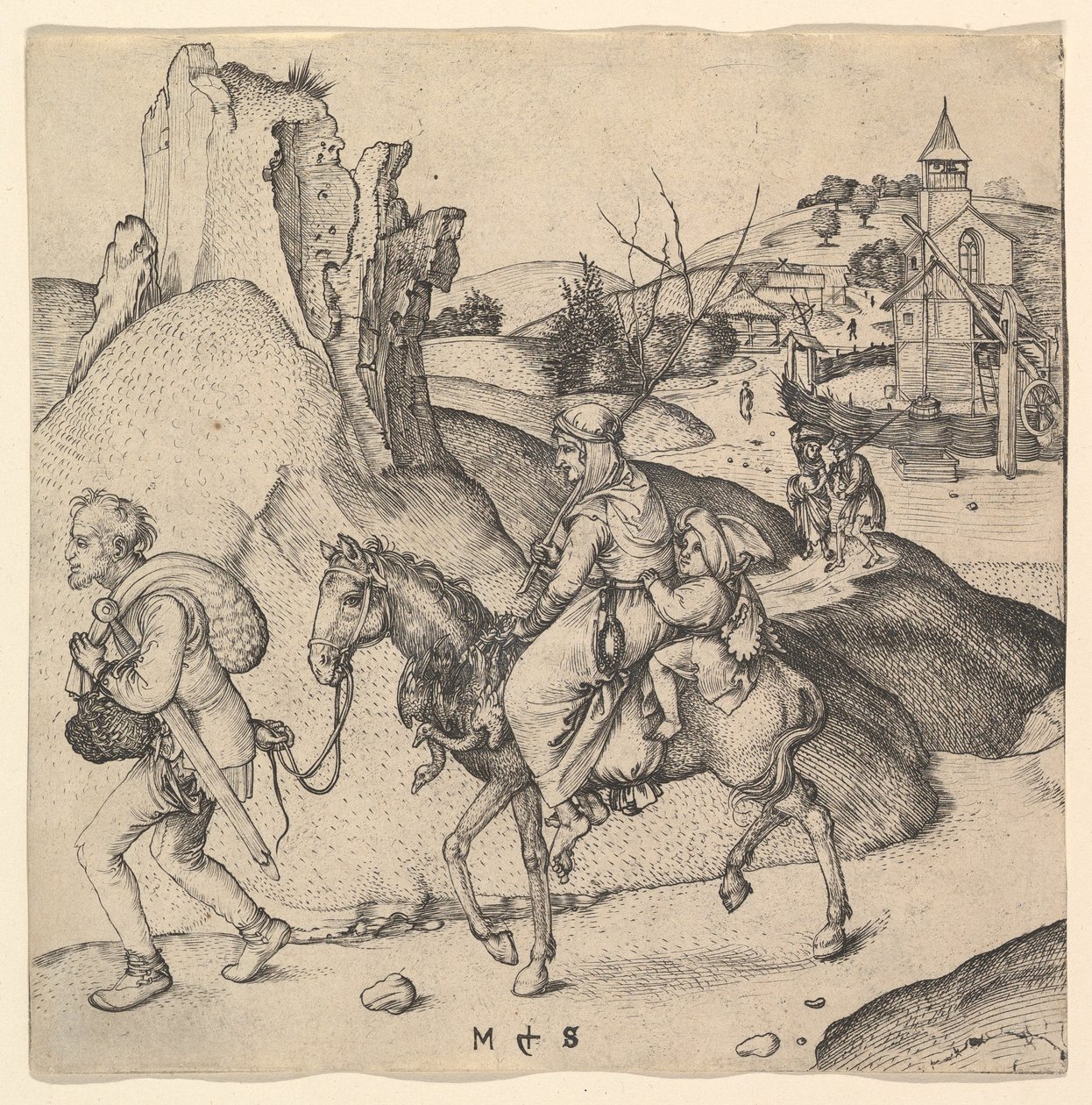 Bondefamilie på vei til markedet, ca. 1435-1491. av Martin Schongauer