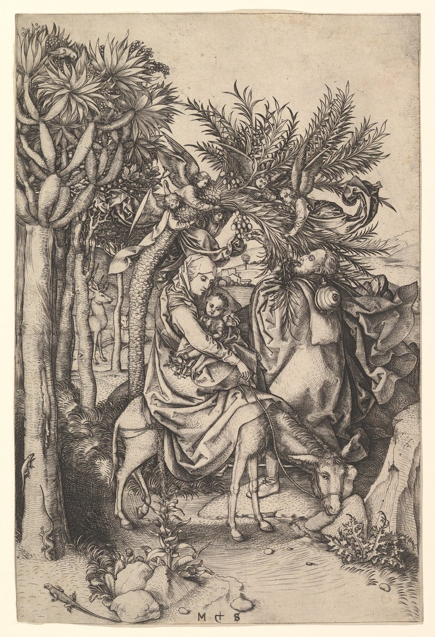 Hvil på flyturen til Egypt, ca. 1435-1491. av Martin Schongauer