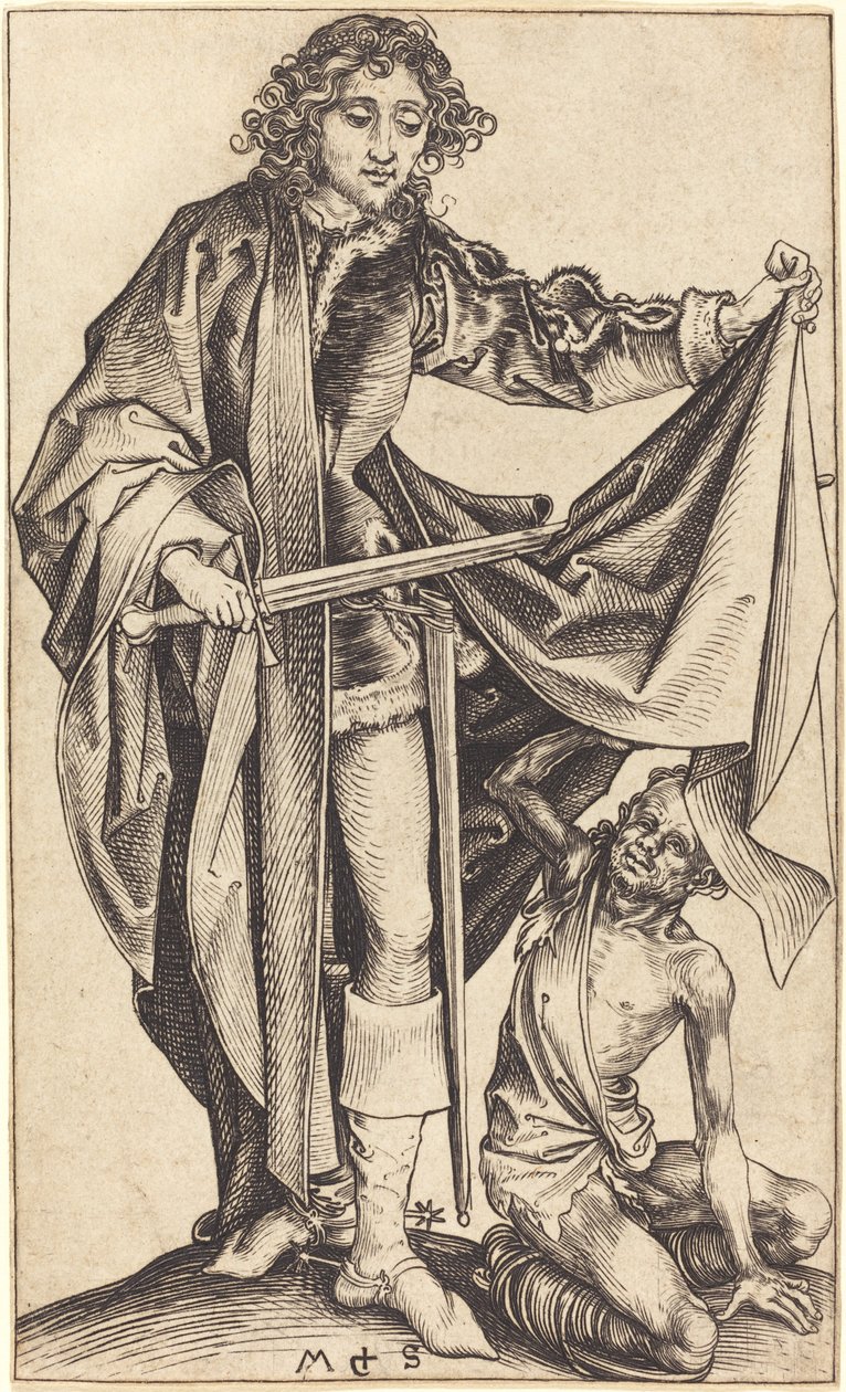 Saint Martin deler kappen sin av Martin Schongauer
