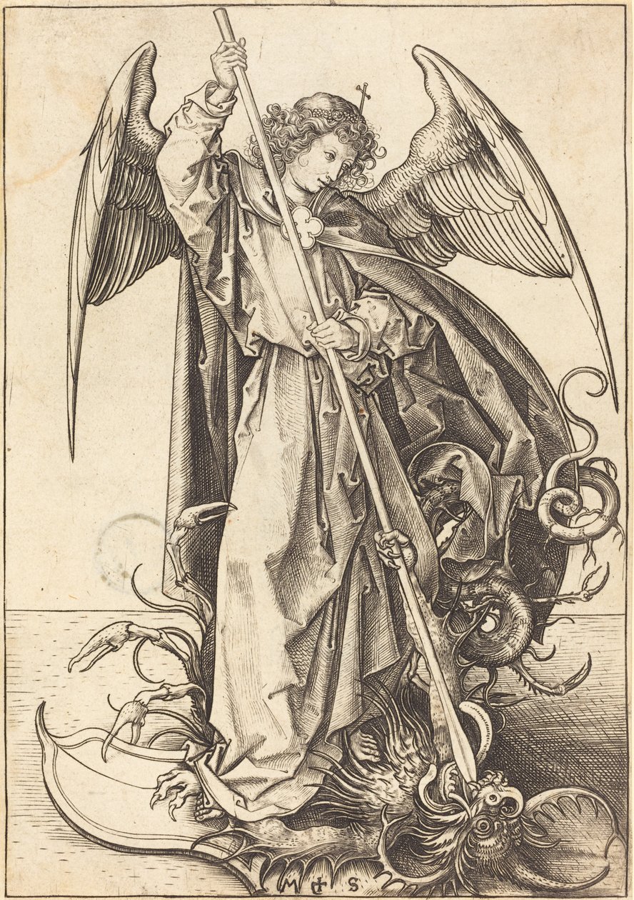 Saint Michael dreper dragen av Martin Schongauer