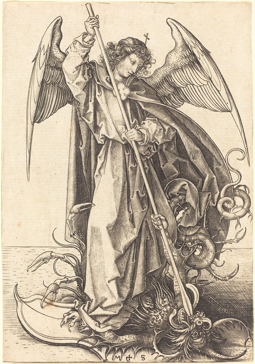 Saint Michael dreper dragen av Martin Schongauer