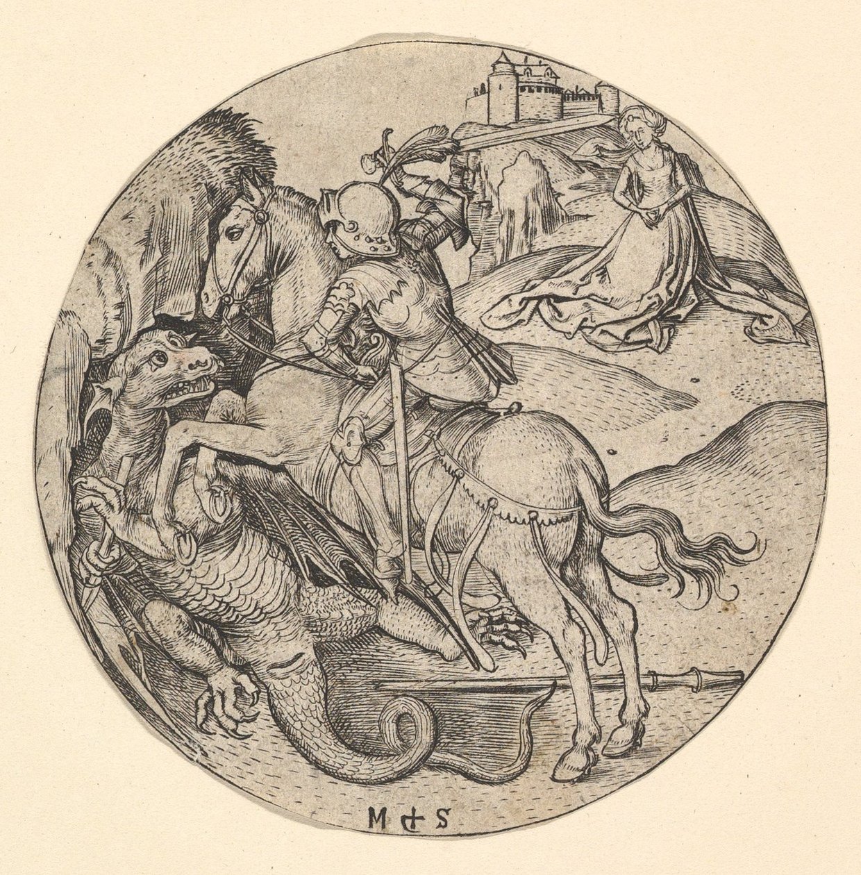 St. George Slaying the Dragon, ca. 1435-1491. av Martin Schongauer