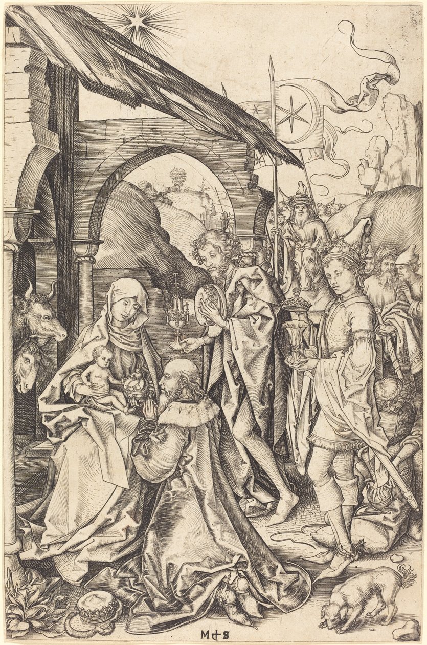 Tilbedelsen av magiene av Martin Schongauer