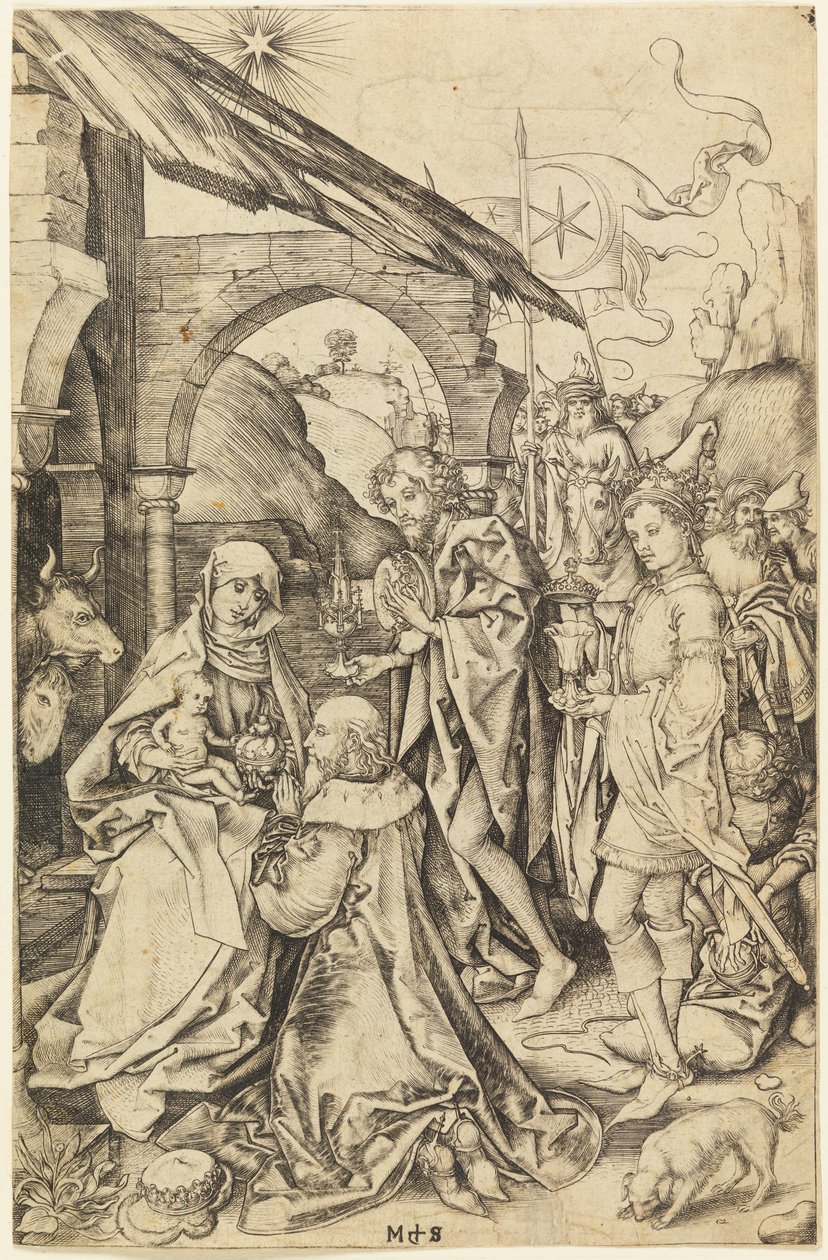 Tilbedelsen av magiene av Martin Schongauer
