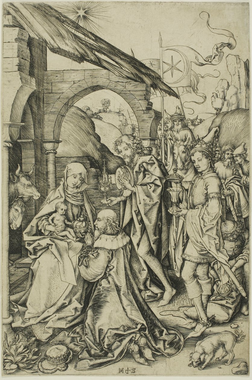 The Adoration of the Magi, fra The Life of Christ av Martin Schongauer