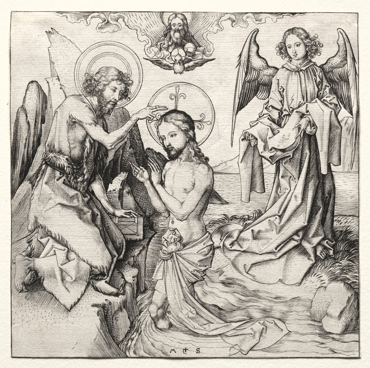Kristi dåp i Jordan, ca. 1480-90. av Martin Schongauer