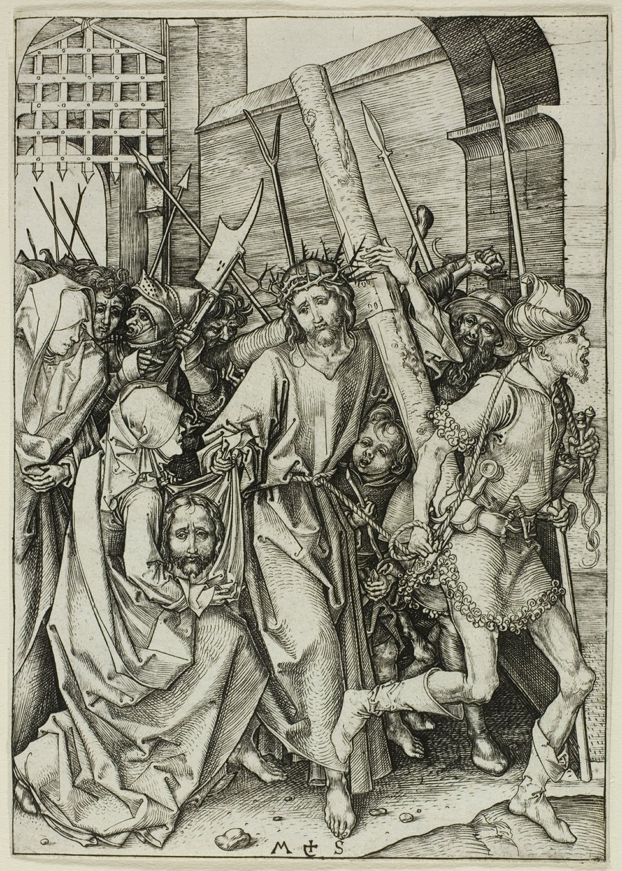 The Bearing of the Cross, fra The Passion av Martin Schongauer