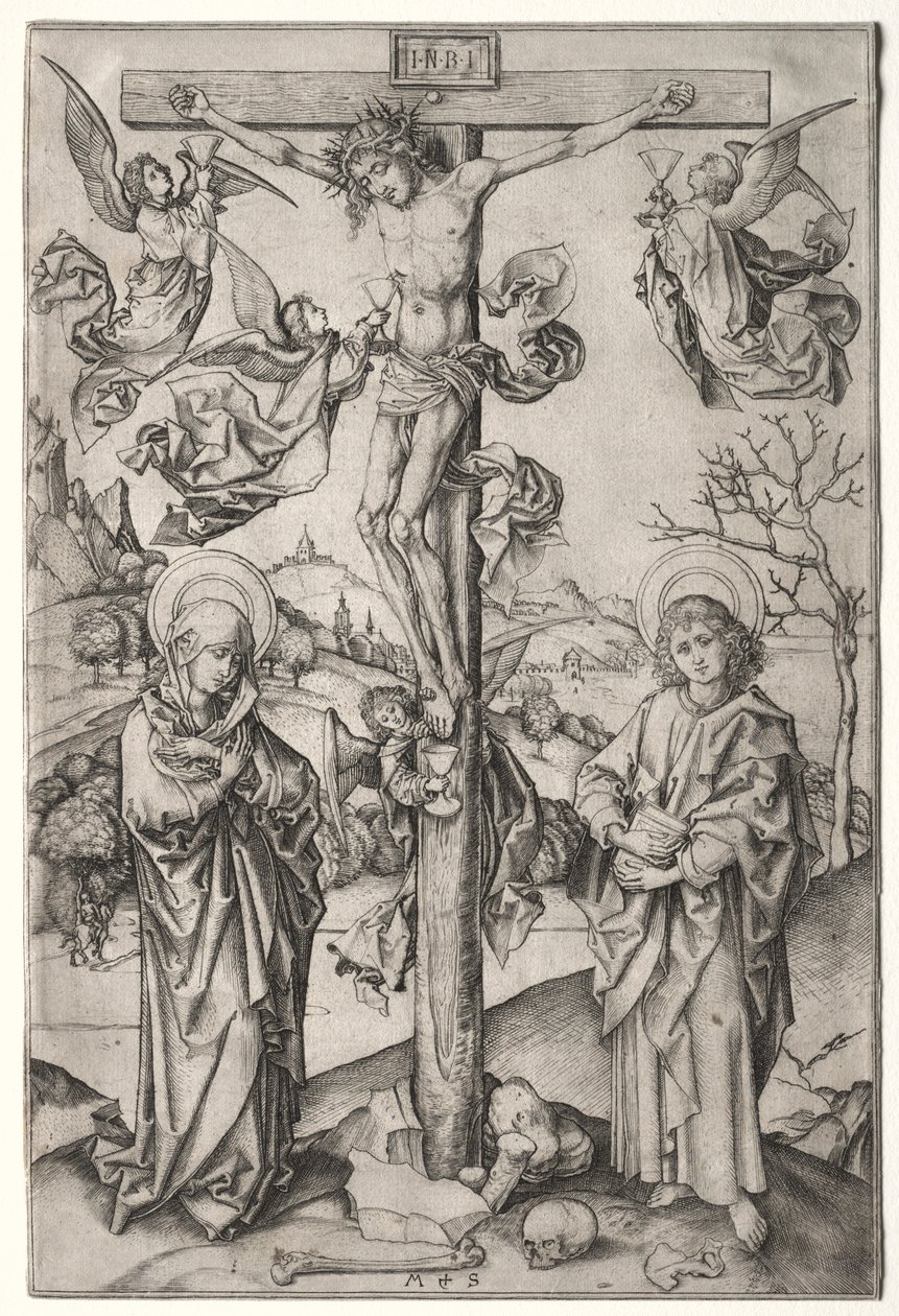 Korsfestelsen med fire engler. av Martin Schongauer